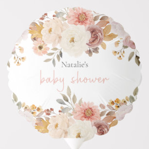 Soft Autumn Spring Floral Baby Shower Party Balloon