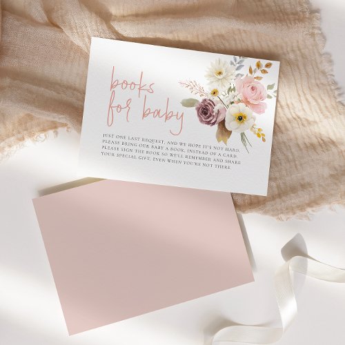 Soft Autumn Spring Floral Books for Baby Shower Enclosure Card