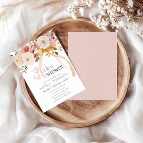Soft Autumn Spring Floral Girl Baby Shower Invitation