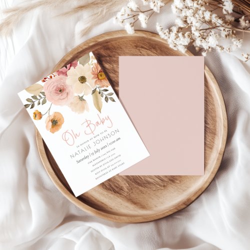 Soft Autumn Spring Floral Girl Baby Shower Invitation