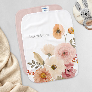 Soft Autumn Spring Floral New Baby Shower Gift Burp Cloth
