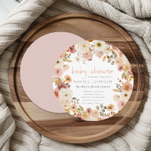 Soft Autumn Spring Floral Round Baby Shower