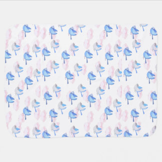 Soft Baby Blanket with Bluebirds and Cloud Design