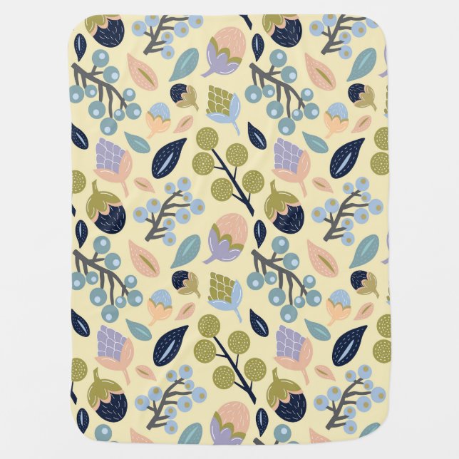 Soft Baby Blanket with Organic Leaf Pattern in Pas (Front)