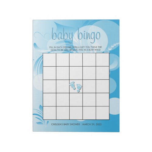 Soft Baby Blue Bokeh Florid  Baby Boy Shower Notepad
