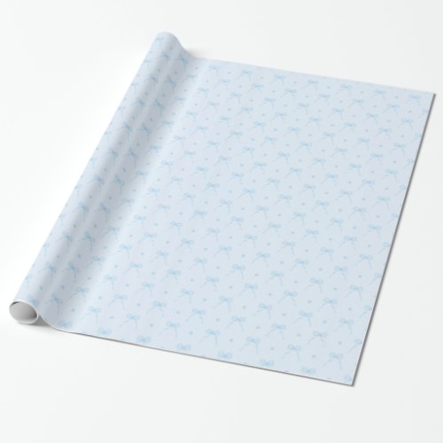 Soft Baby Blue Bows Wrapping Paper