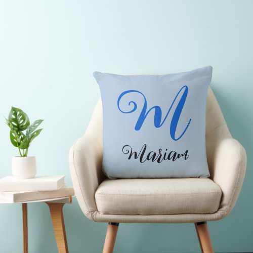 Soft Baby Blue Colour _ Pale Solid Color _ Name  Throw Pillow