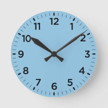 Soft Baby Blue Gloss Minimalist Wall Clock
