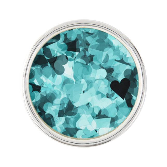 Soft Baby Blue Kawaii Hearts Background Lapel Pin (Front)