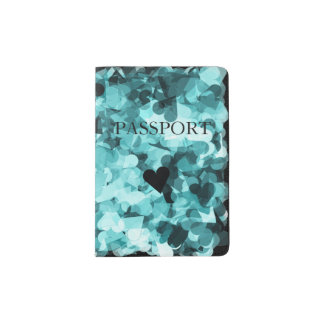 Soft Baby Blue Kawaii Hearts Background Passport Holder