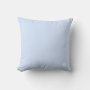Soft Baby Blue Solid Pastel Color With Heart Throw Pillow