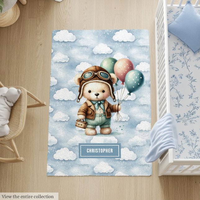 Soft Baby Boy Nursery Area Rug Teddy Bear Pilot (Soft Baby Boy Nursery Area Rug Teddy Bear Pilot)