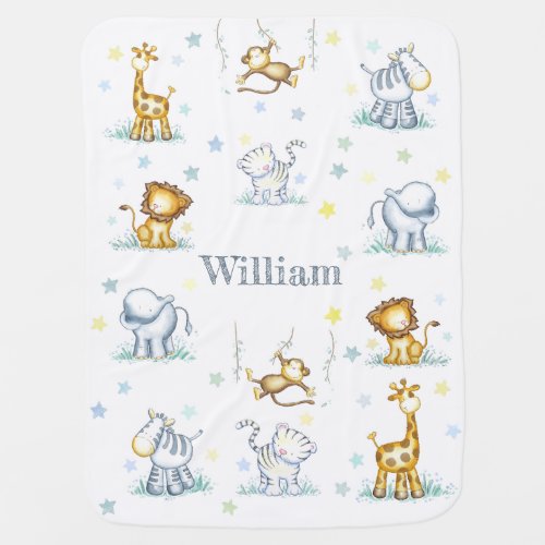 Soft baby jungle blanket personalised with a name