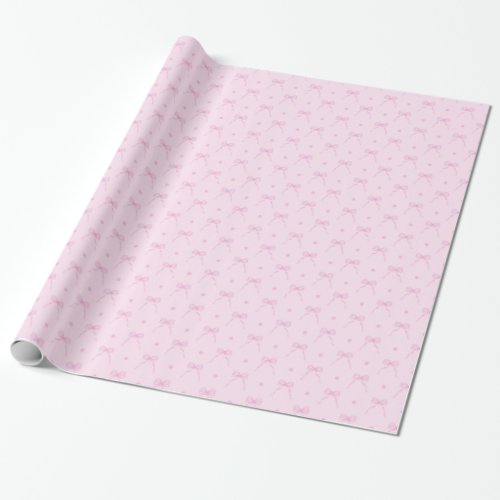 Soft Baby Pink Bows Wrapping Paper