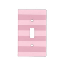 Soft Baby Pink Horizontal Striped Pattern Light Switch Cover