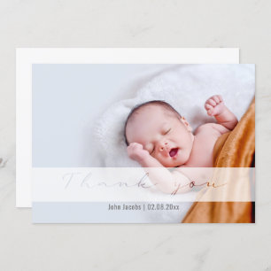 Soft baby shower, baby boy, thank you card