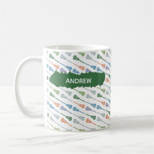 Soft Baroque Diagonal Lacrosse Sticks Pattern Coffee Mug