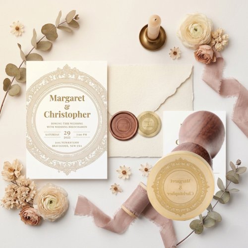 Soft Baroque Grandeur Elegant Swirl Wedding Frame  Wax Seal Stamp