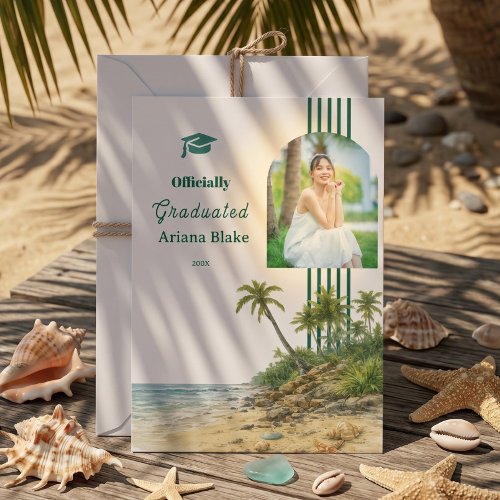 Soft Beach Classic Aesthetic Elegant Graduation Announcement