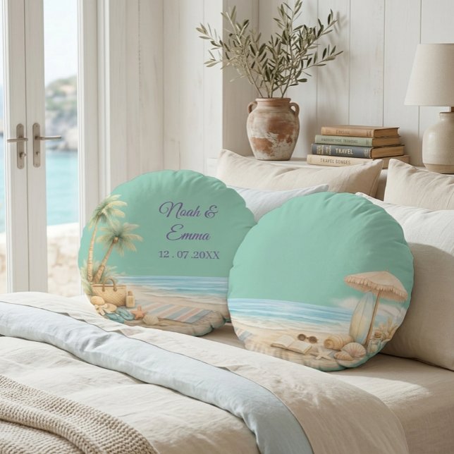 Soft Beach Tone Custom Beech Soft Elegant Dreamy  Round Pillow (Creator Uploaded)