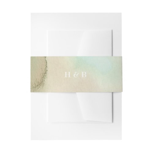 Soft Beach Watercolor Elegance Invitation Belly Band