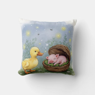 Soft Bed, Duckling and Piglet Throw Pillow