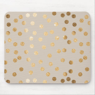 Soft Beige and Gold Glitter City Dots Mouse Pad