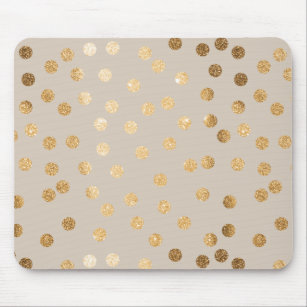Soft Beige and Gold Glitter City Dots Mouse Pad