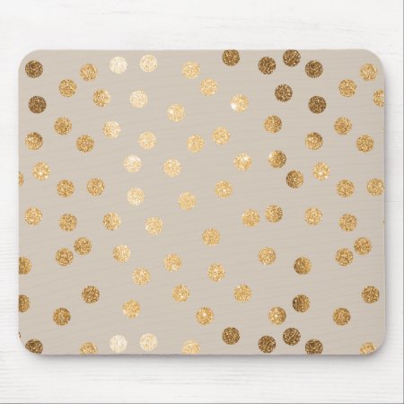 Soft Beige And Gold Glitter City Dots Mouse Pad