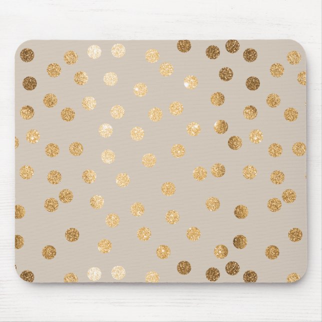Soft Beige and Gold Glitter City Dots Mouse Pad (Front)