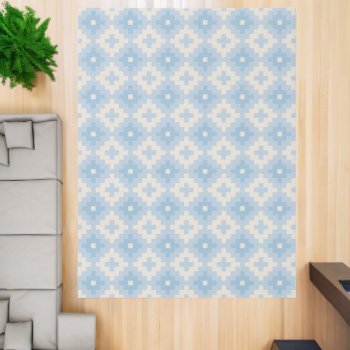 Soft Beige And Pale Blue Geometric Aztec Pattern Rug by HoundandPartridge at Zazzle