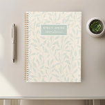 Soft Beige and Sage Foliage Custom Name Planner<br><div class="desc">Custom-designed spiral planner featuring natural elegant sage foliage pattern with custom name on soft beige color background.</div>