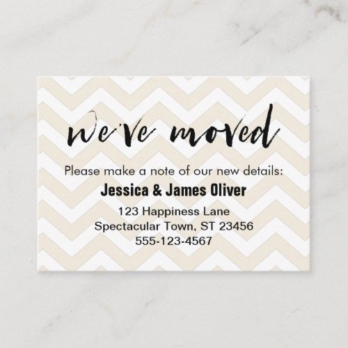 Soft Beige and White Chevron Weve Moved Card