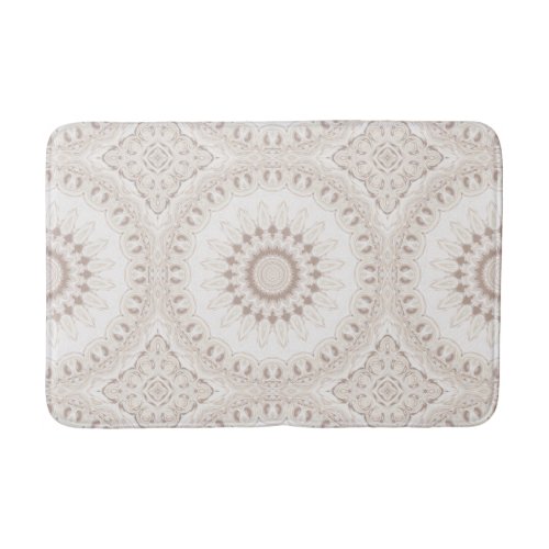 Soft Beige and White Mandala Medallion Bath Mat