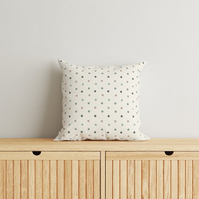 Soft Beige & Blue Baby Dot Throw Pillow (Creator Uploaded)