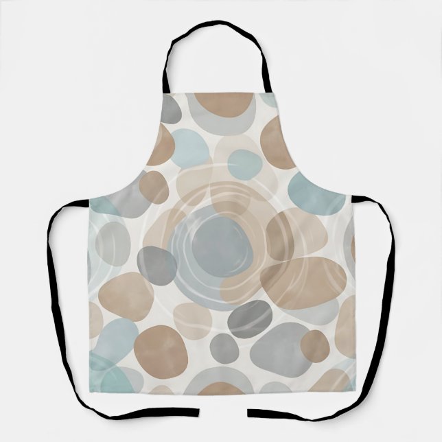 Soft Beige Blue Gray Minimalist Overlapping  Apron (Front)