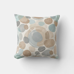 Soft Beige Blue Gray Minimalist Overlapping Throw Pillow