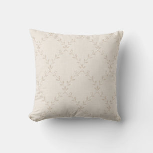 Soft Beige Boho Floral Trellis Pattern Throw Pillow
