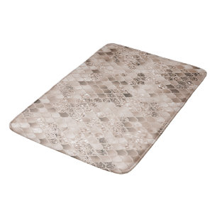 Soft Beige Brown Mermaid Scales Glam 1 Bath Mat