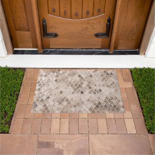 Soft Beige Brown Mermaid Scales Glam 1 Doormat