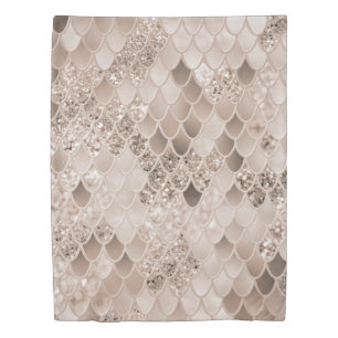 Soft Beige Brown Mermaid Scales Glam 1 Duvet Cover