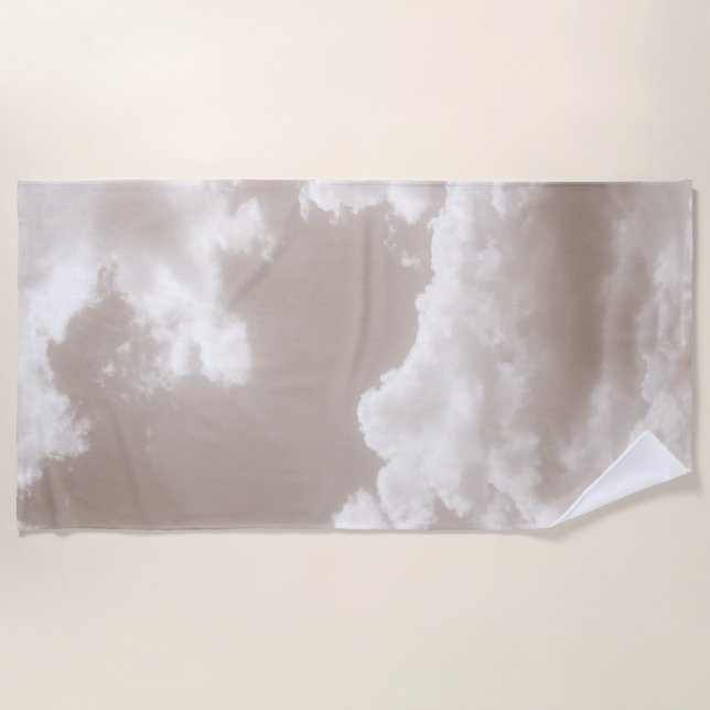 Soft Beige Clouds 5 #clouds #art  Beach Towel (Front)