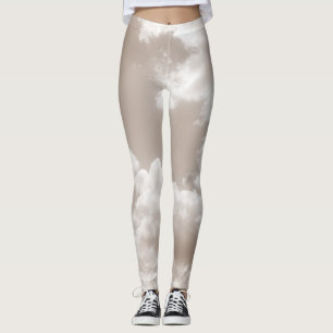 Soft Beige Clouds 5 #clouds #art Leggings