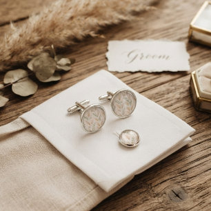 Soft Beige Delicate Ivy & Floral Motifs Cufflinks
