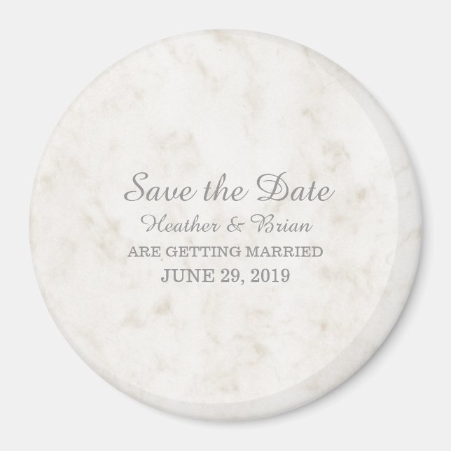 Soft Beige Elegant Marble Save the Date Magnet (Front)