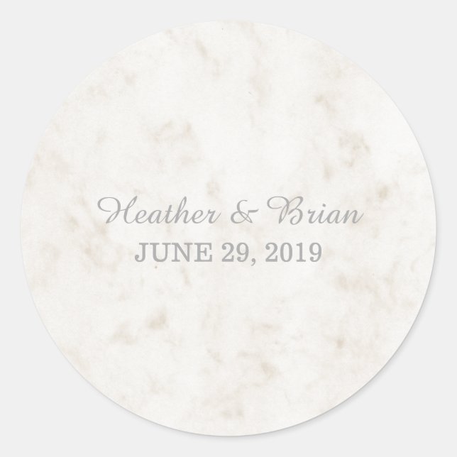 Soft Beige Elegant Marble Wedding Classic Round Sticker (Front)