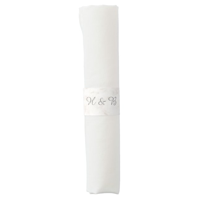 Soft Beige Elegant Marble Wedding Napkin Bands (Front)