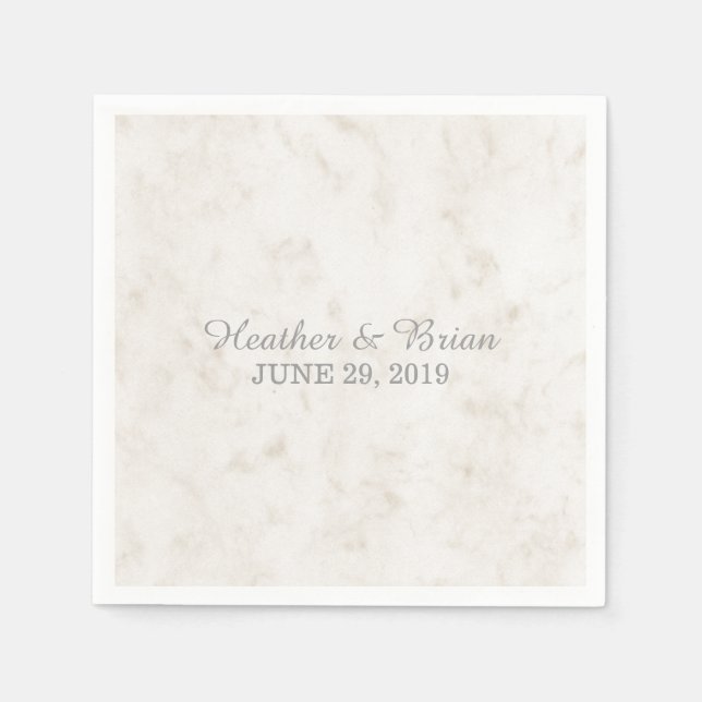 Soft Beige Elegant Marble Wedding Napkins (Front)