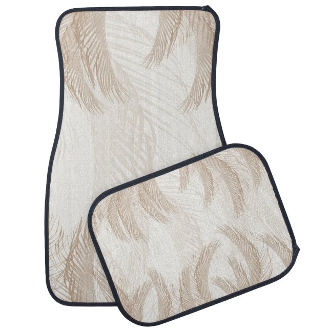 Soft Beige Feather Palm Bliss 1 Car Floor Mat (Set)
