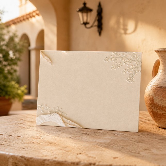 Soft Beige Floral Minimal Mexican Garden Elegance Note Card (Creator Uploaded)
